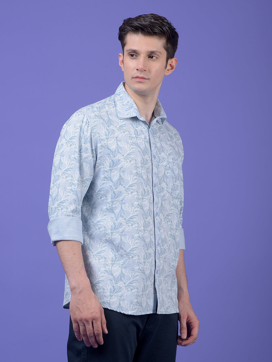 Blue Floral Print Shirt