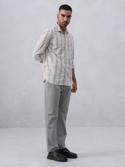 Brown Checked 100% Cotton Shirt