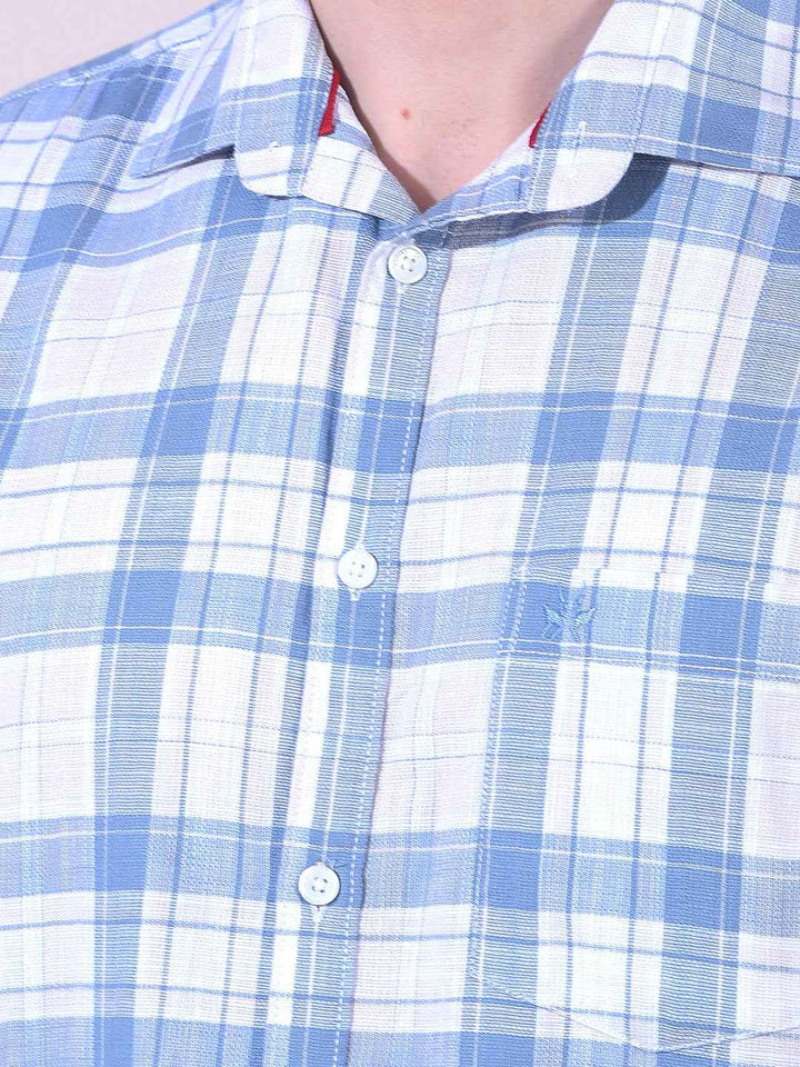 Blue 100% Cotton Checked Shirt