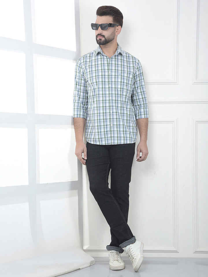 Eucalyptus Green Checked 100% Cotton Shirt