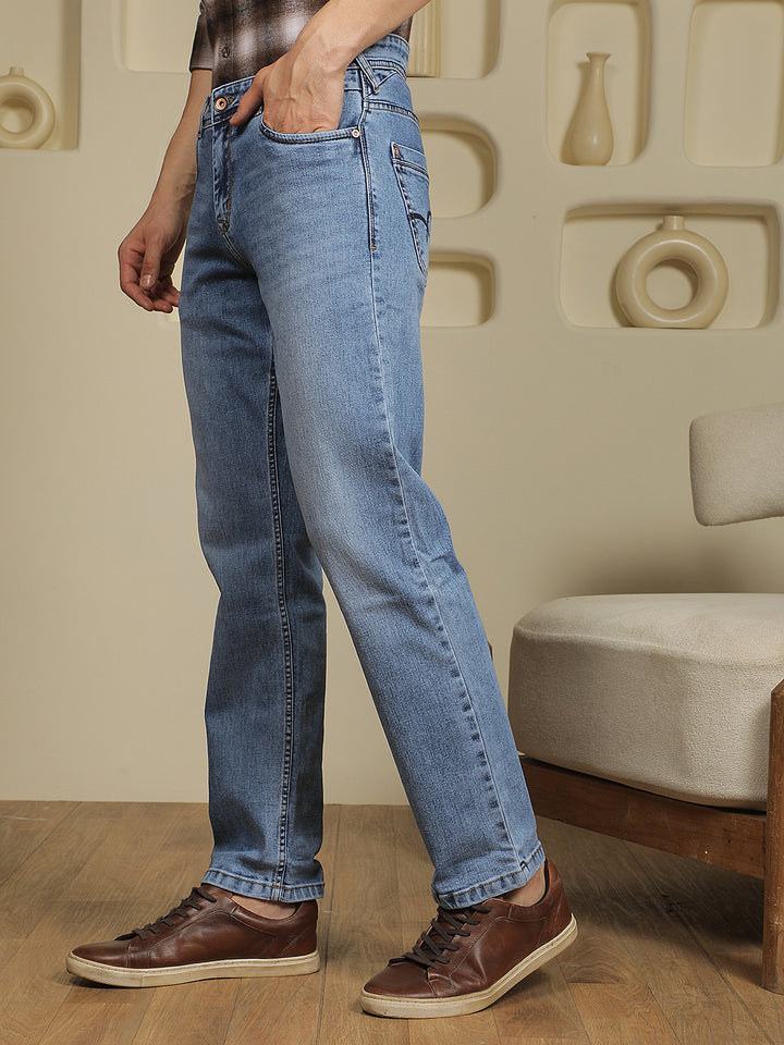 Blue Straight Stretchable Jeans