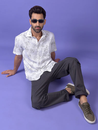 Beige Floral Print 100% Cotton Shirt