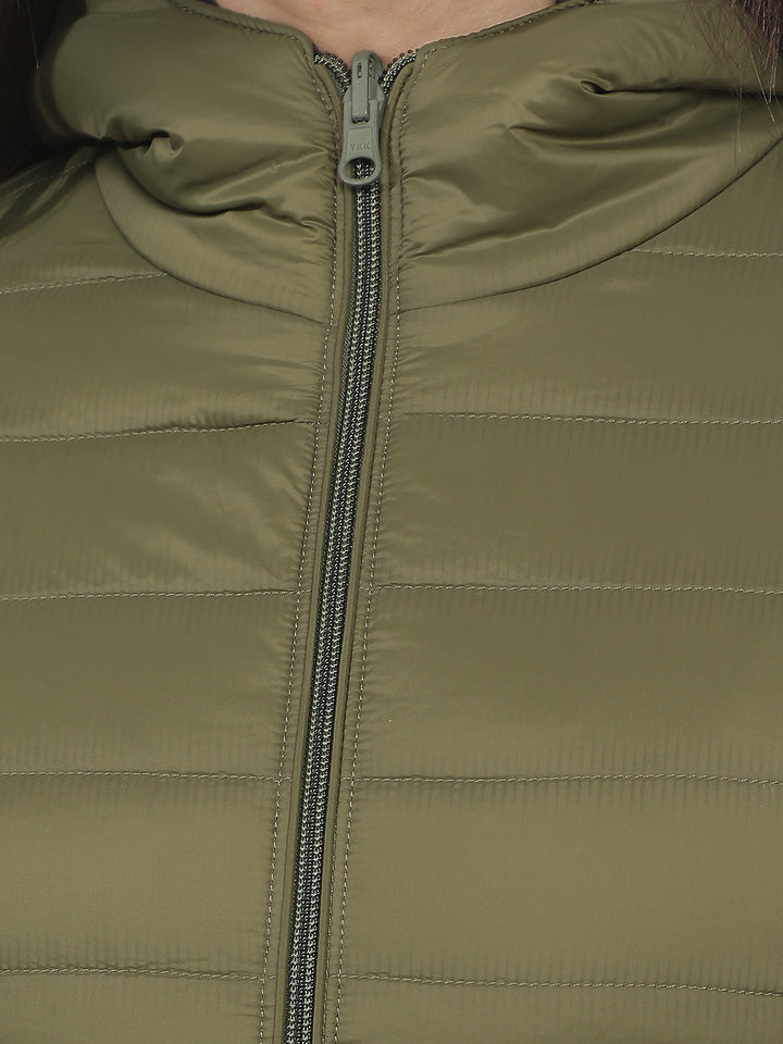 Green Hooded Puffer Reversible Jacket