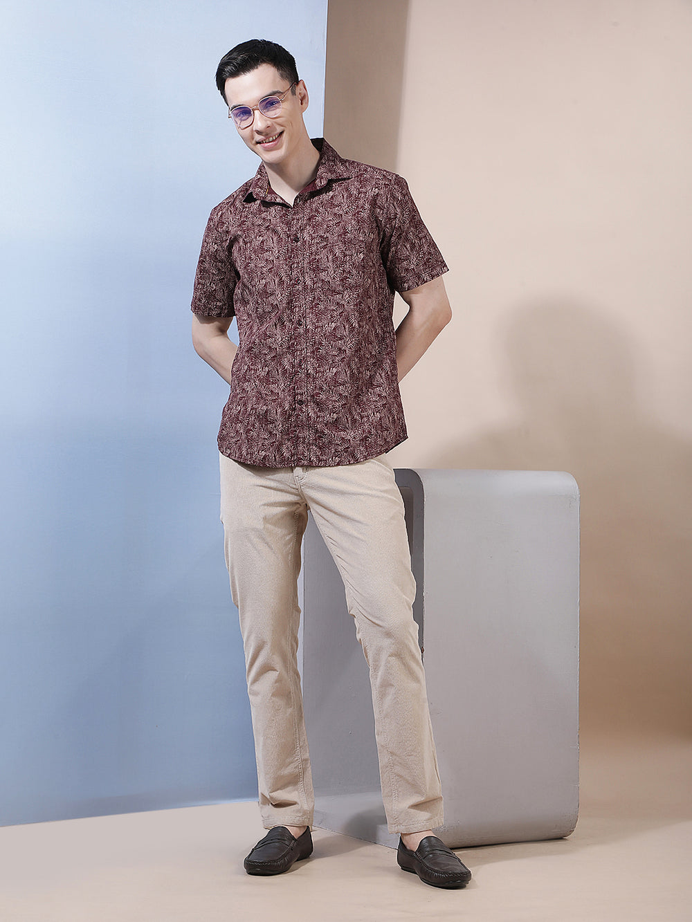 Maroon Floral Print Shirt