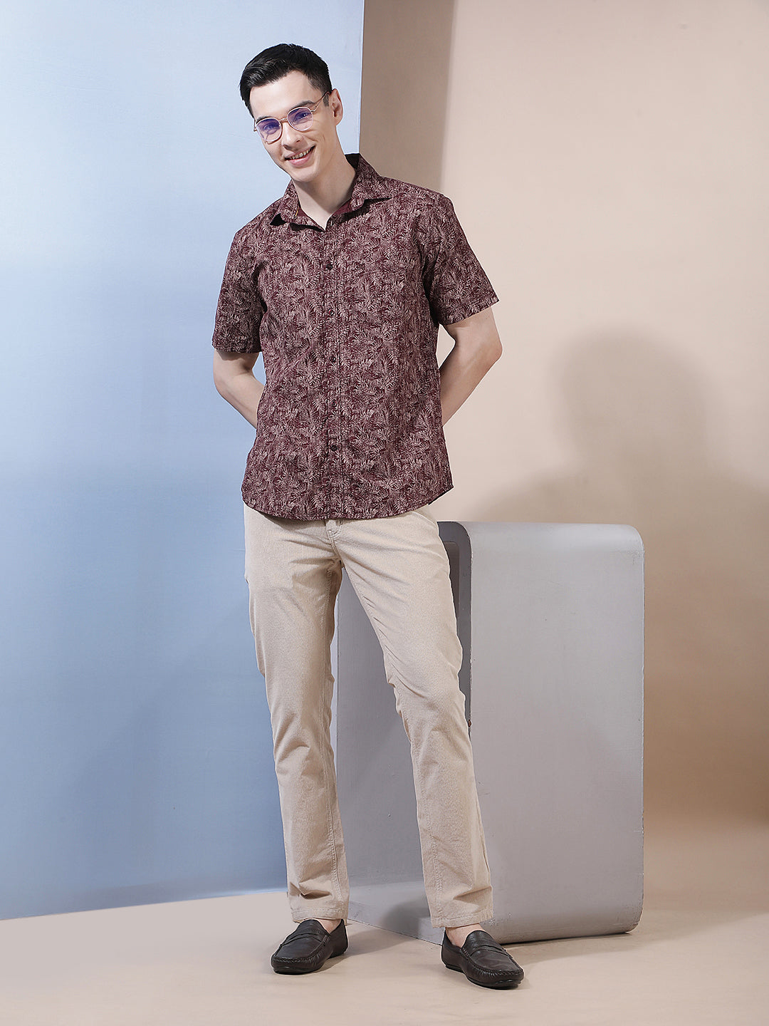 Maroon Floral Print Shirt