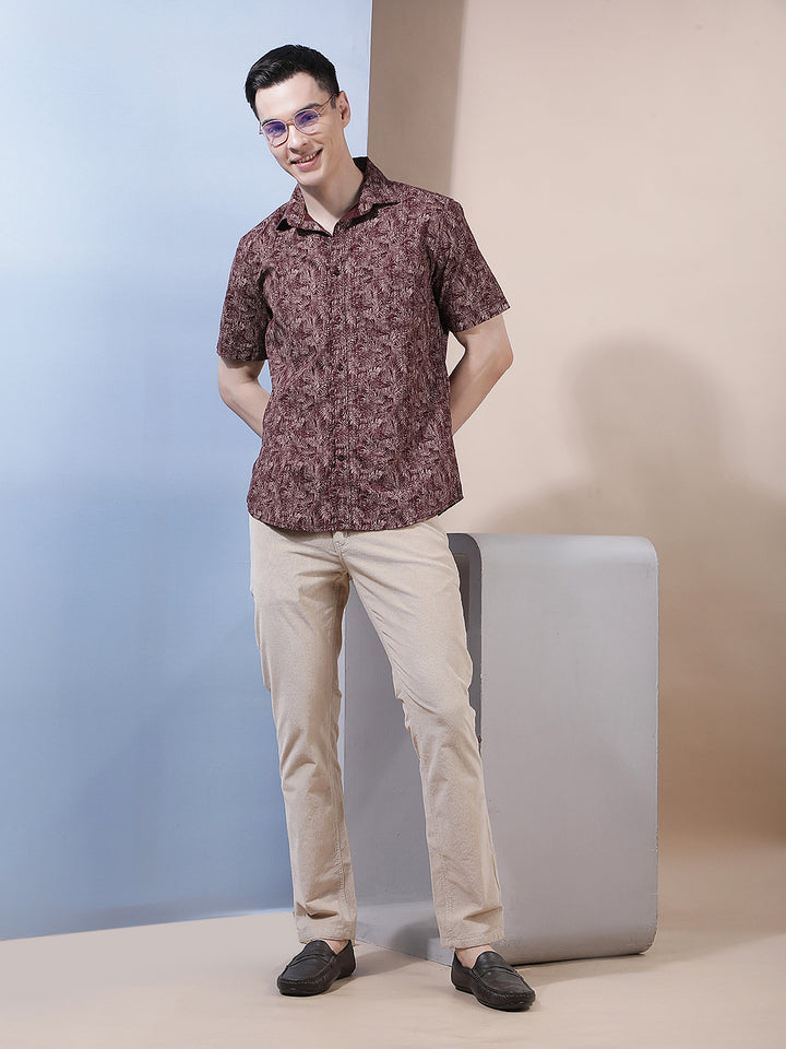 Maroon Floral Print Shirt
