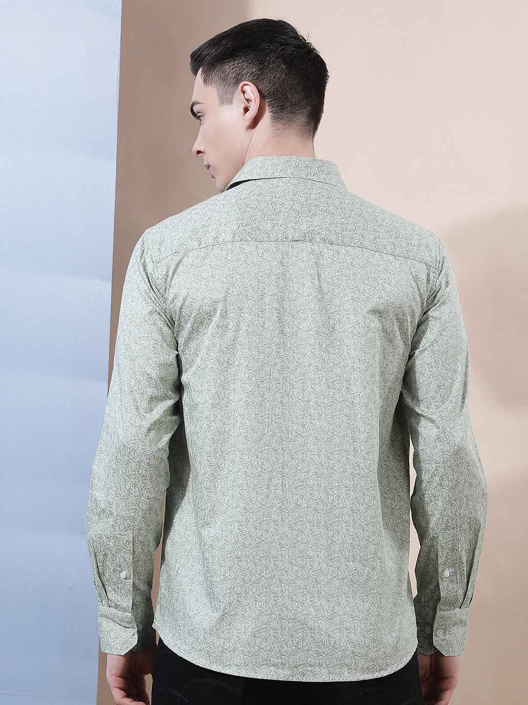 Green Floral Print 100% Cotton Shirt