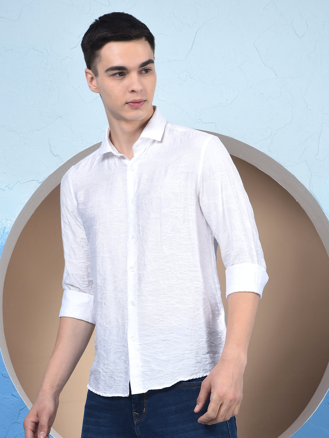 Elite White Formal Jacquard Shirt