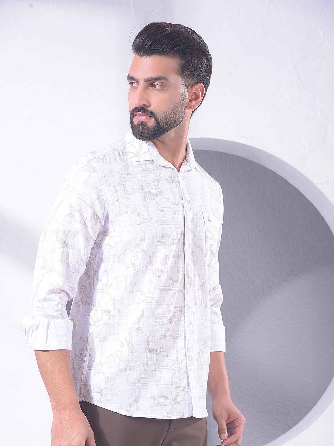 Brown Abstract Print Shirt