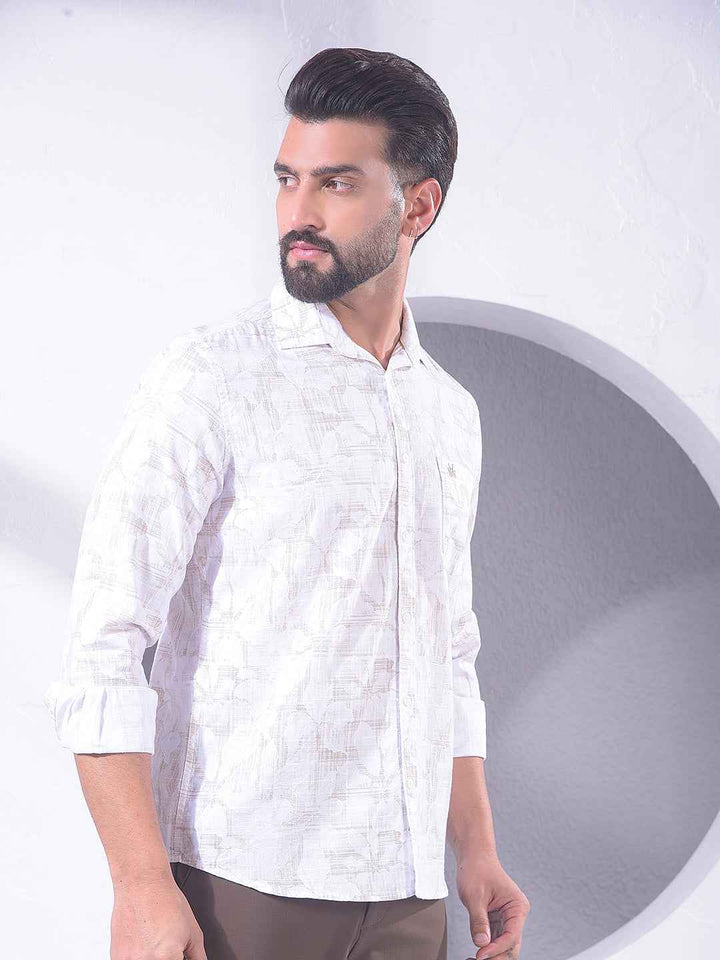 Brown Abstract Print Shirt