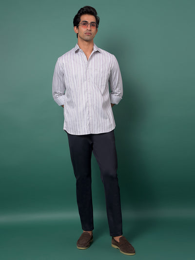 Purple Vertical Stripes Shirt