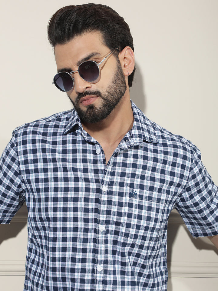 Blue Checked 100% Cotton Shirt