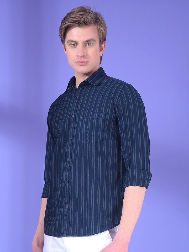 Blue Vertical Stripes 100% Cotton Shirt