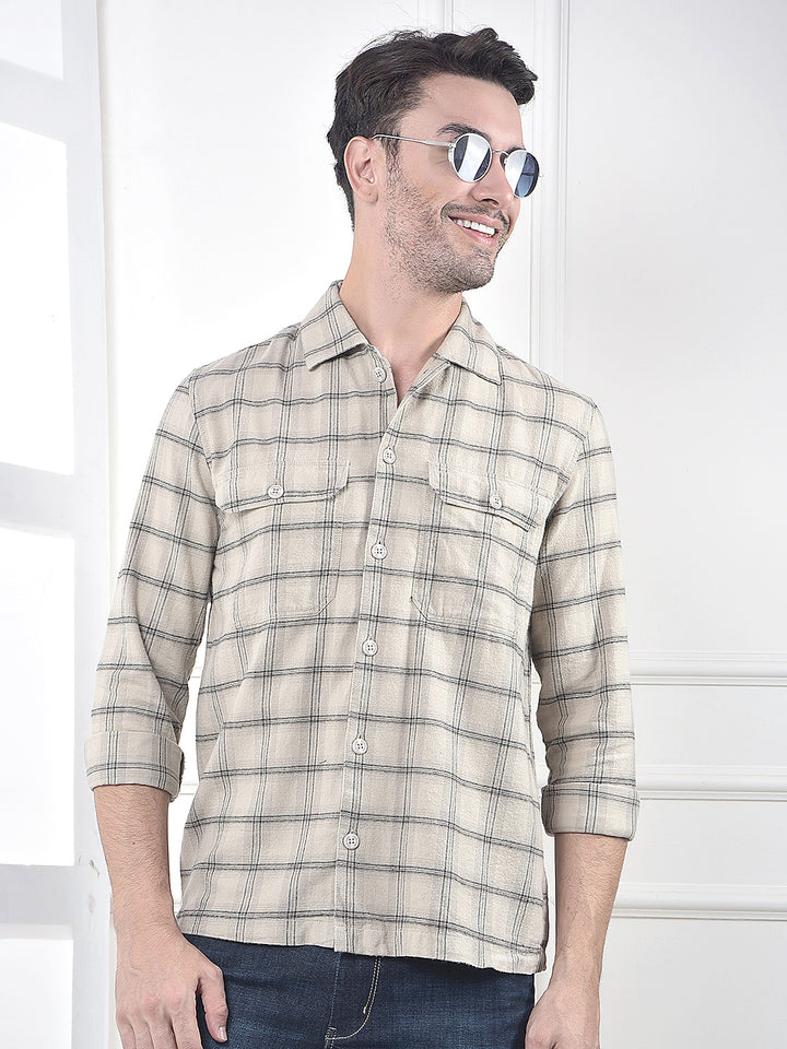 Yellow Checked 100% Cotton Shirt