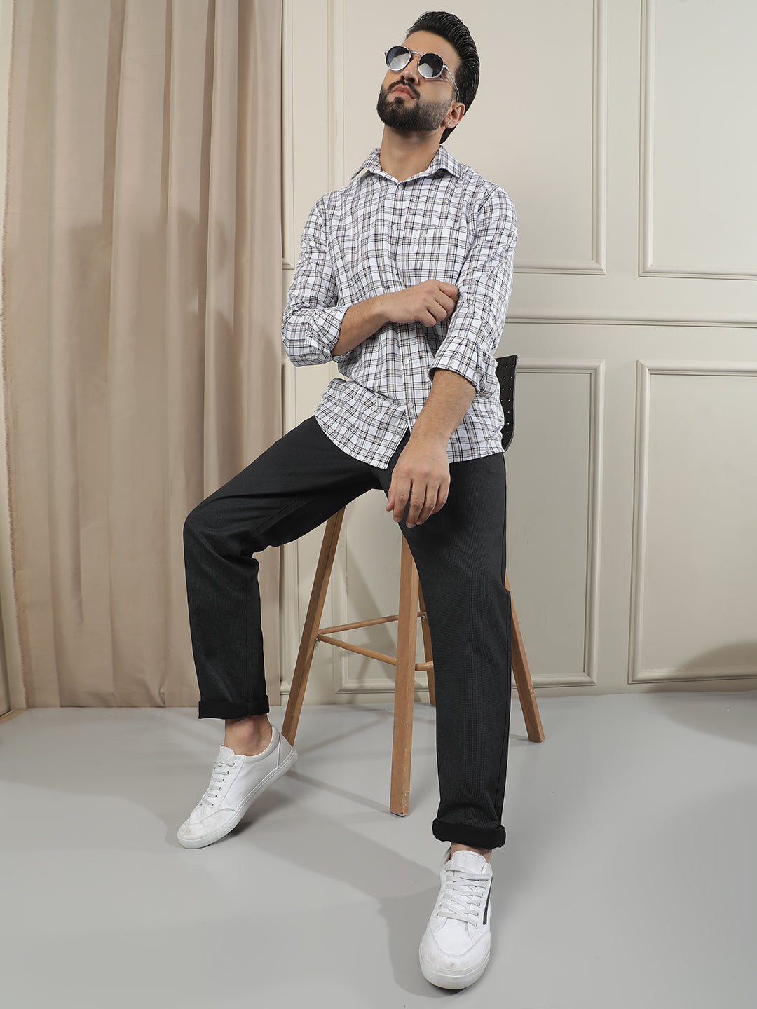 White Checked 100% Cotton Shirt