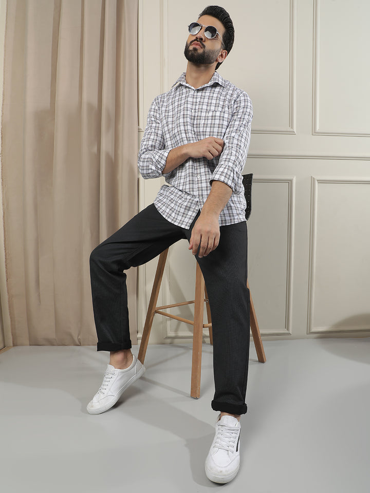 White Checked 100% Cotton Shirt