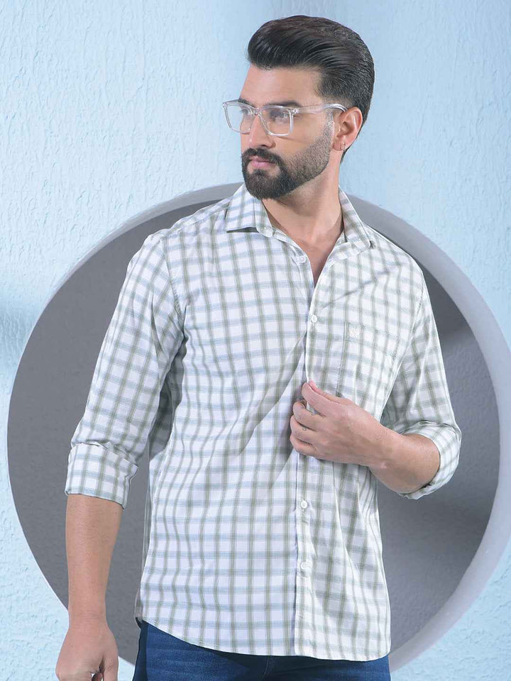 rendy Olive Green Cotton Blend Shirt