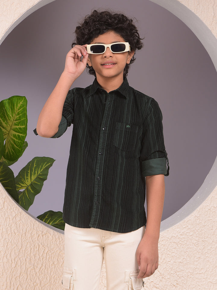 Green Printed 100% Cotton Corduory Shirt