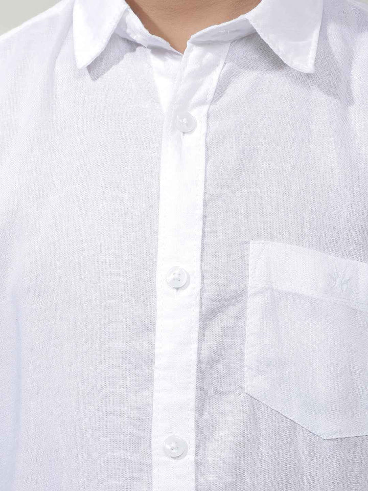 Pure White Linen Casual Shirt
