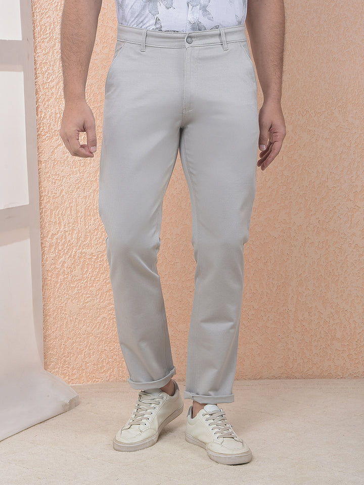 Grey Soft Texture Cotton Trousers