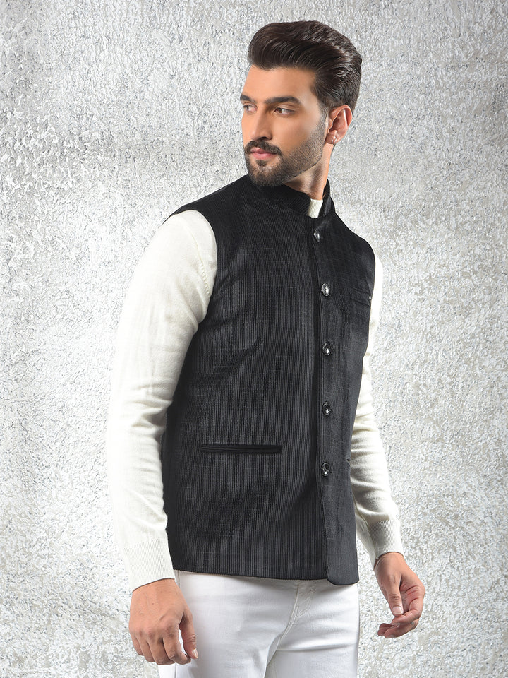 Black Printed Waist Coat