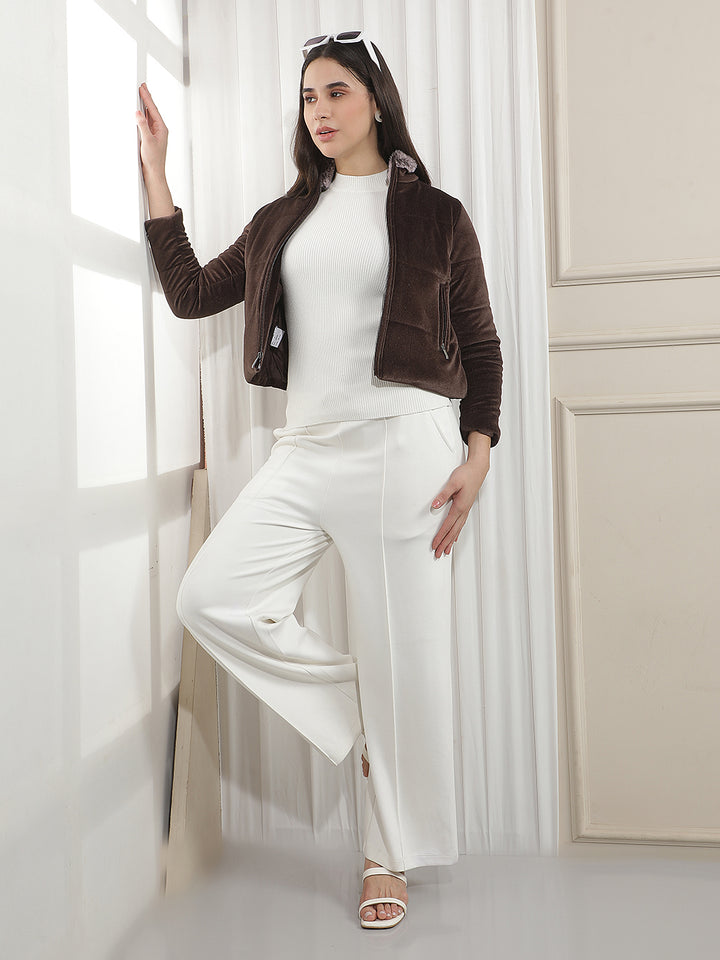 Minimalist Cocoa Brown Puffer Jacket