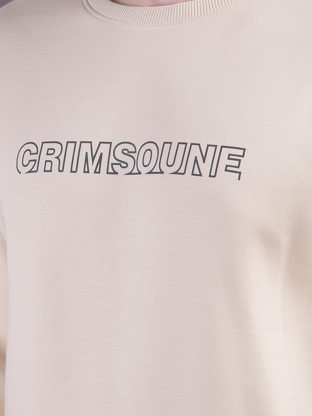 Beige Typographic Print Sweatshirt
