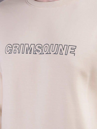Beige Typographic Print Sweatshirt