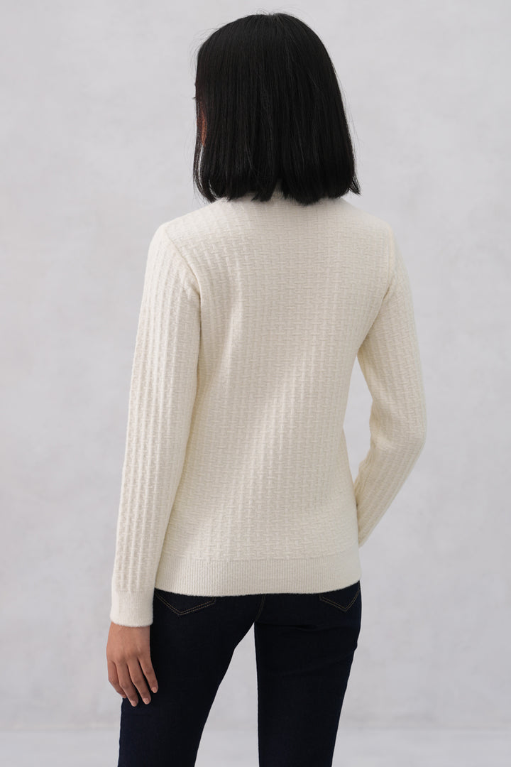 White Soft-Jacquard Quote Pullover