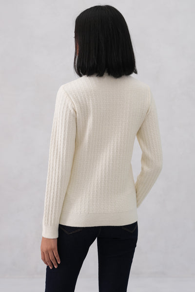 White Soft-Jacquard Quote Pullover