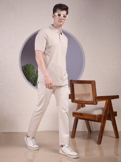 Beige Polo-Neck T-Shirt