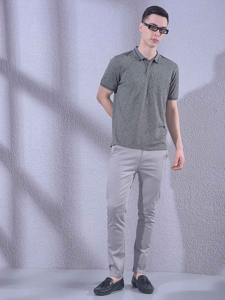 Grey Floral Print T-Shirt