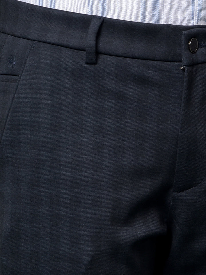 Navy Blue Checked Trousers