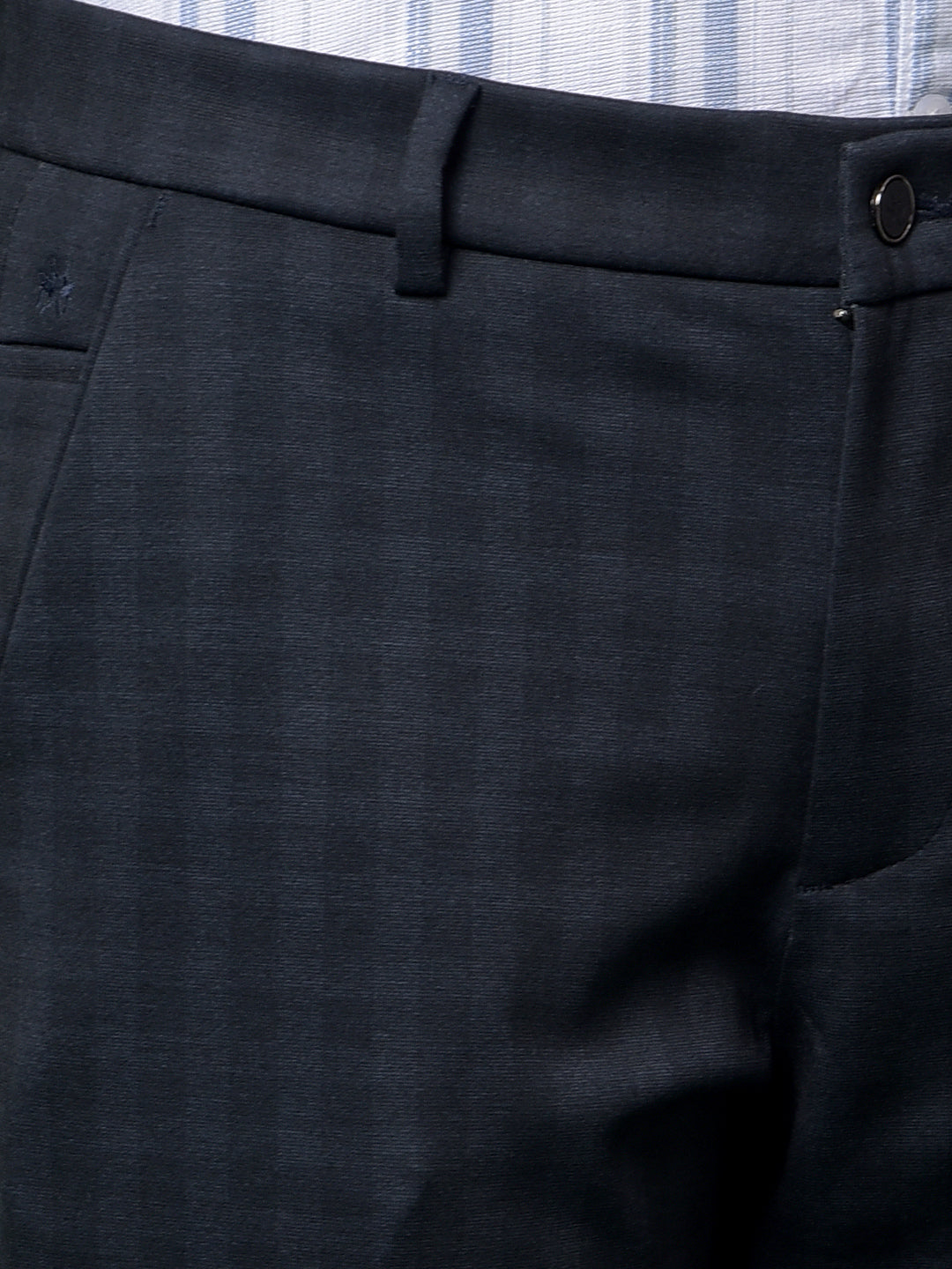 Navy Blue Checked Trousers