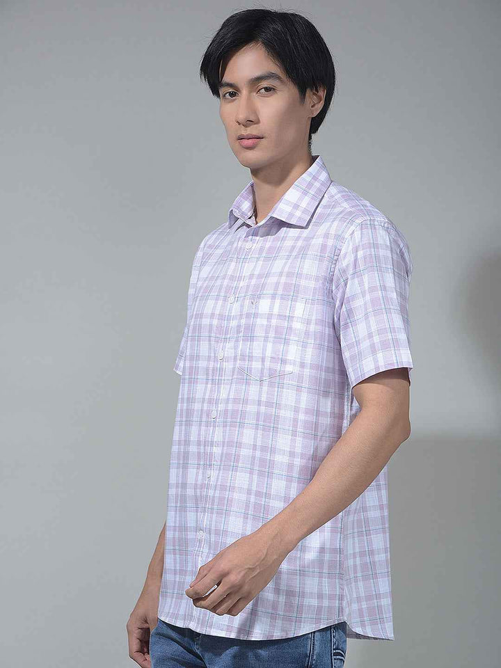 Purple Checked 100% Cotton Shirt