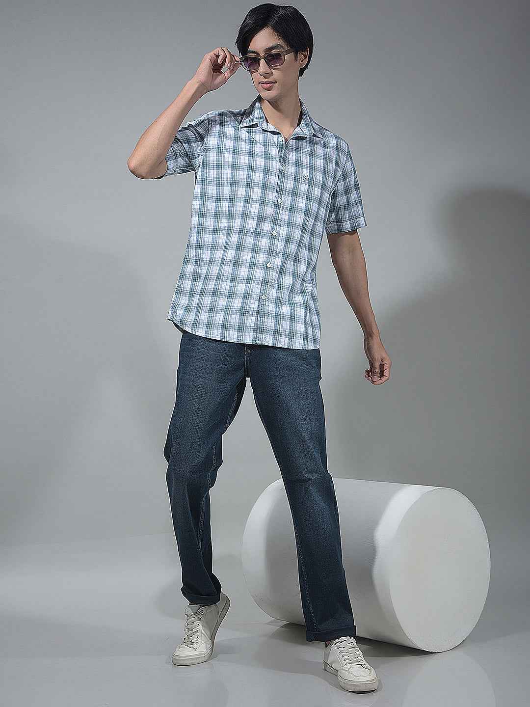 Blue Checked 100% Cotton Shirt