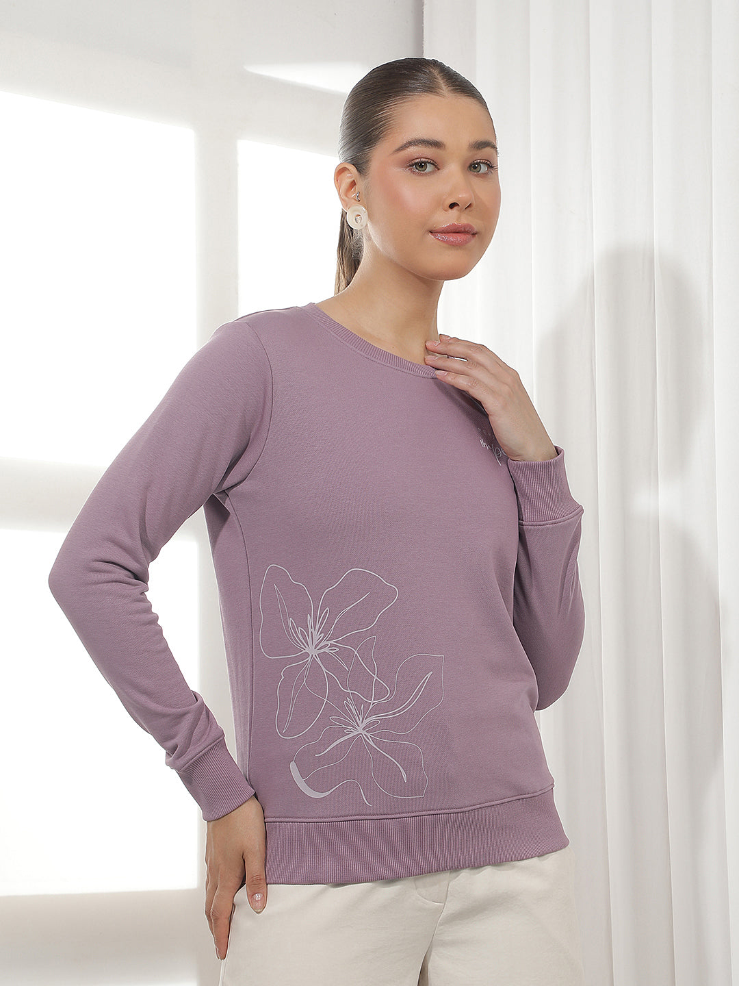 Purple Graphic Print Sweatshirt