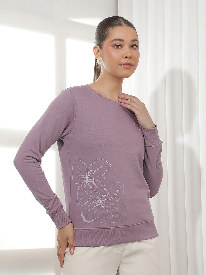 Purple Graphic Print Sweatshirt