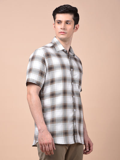Brown Checked 100% Cotton Shirt