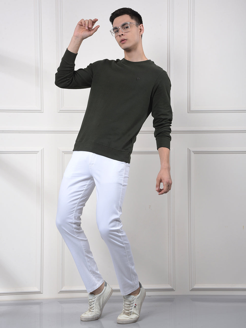 Green Jacquard 100% Cotton Sweatshirt