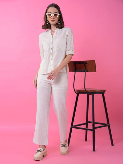 White Straight Linen Trousers