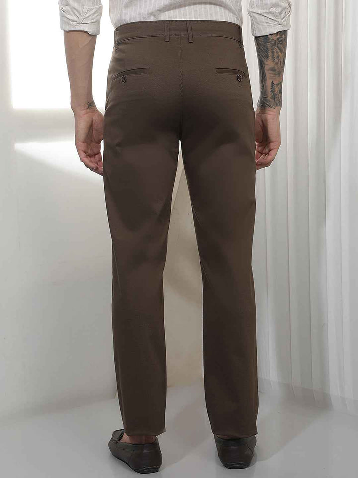 Brown Straight Cotton Trousers