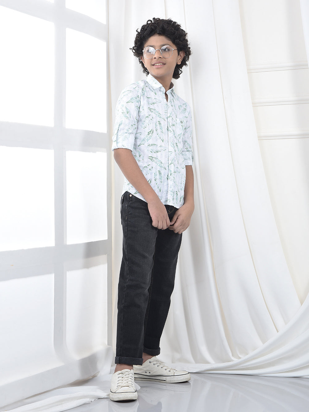 Green Floral Print 100% Cotton Shirt