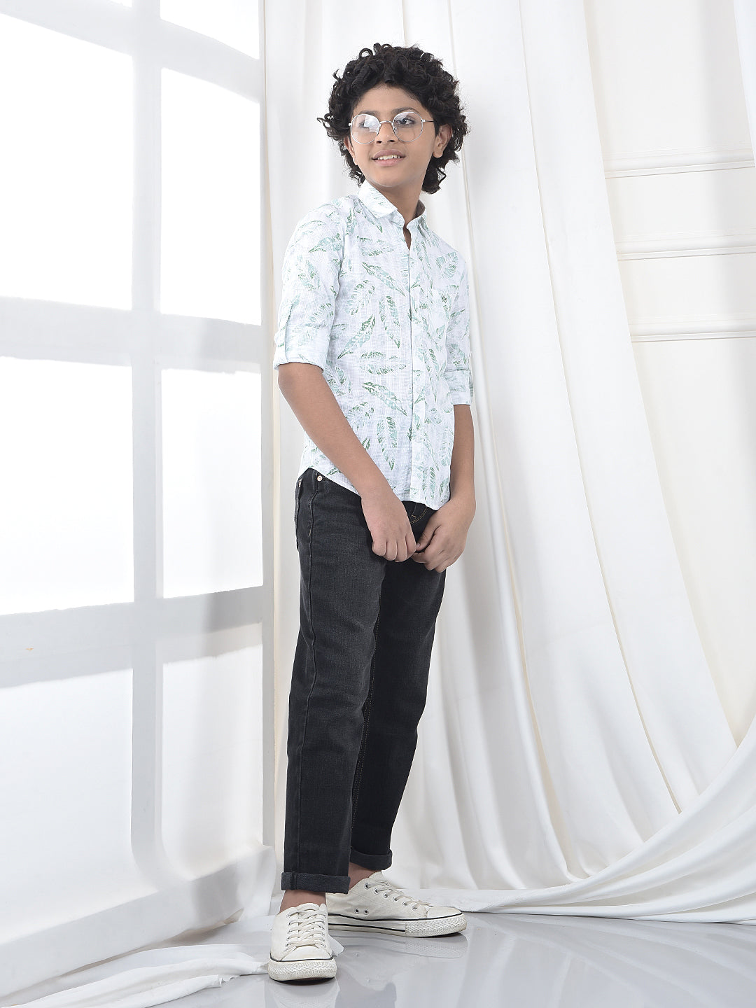 Green Floral Print 100% Cotton Shirt