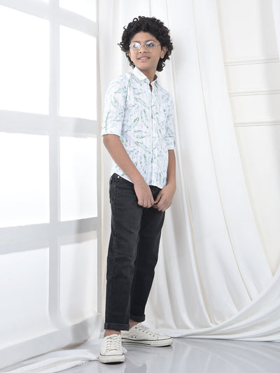 Green Floral Print 100% Cotton Shirt