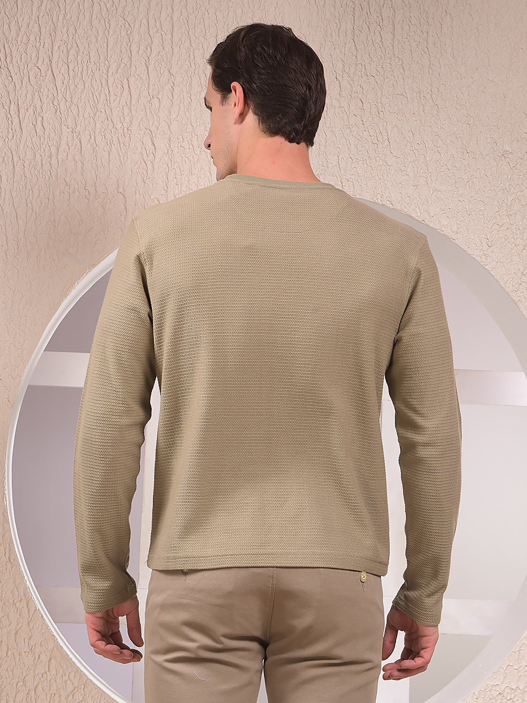 Olive Textured Knit Sweatshirt