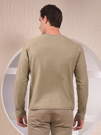 Olive Textured Knit Sweatshirt