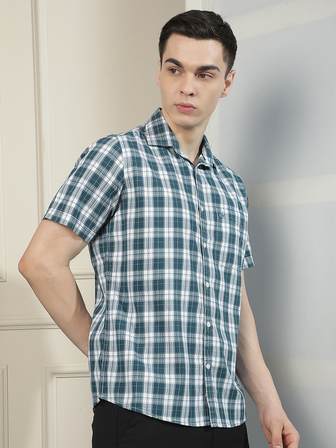 Blue Checked 100% Cotton Shirt