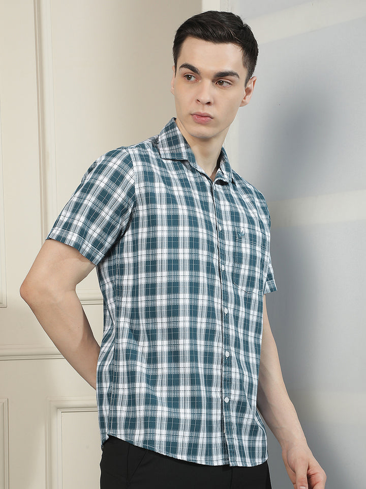 Blue Checked 100% Cotton Shirt