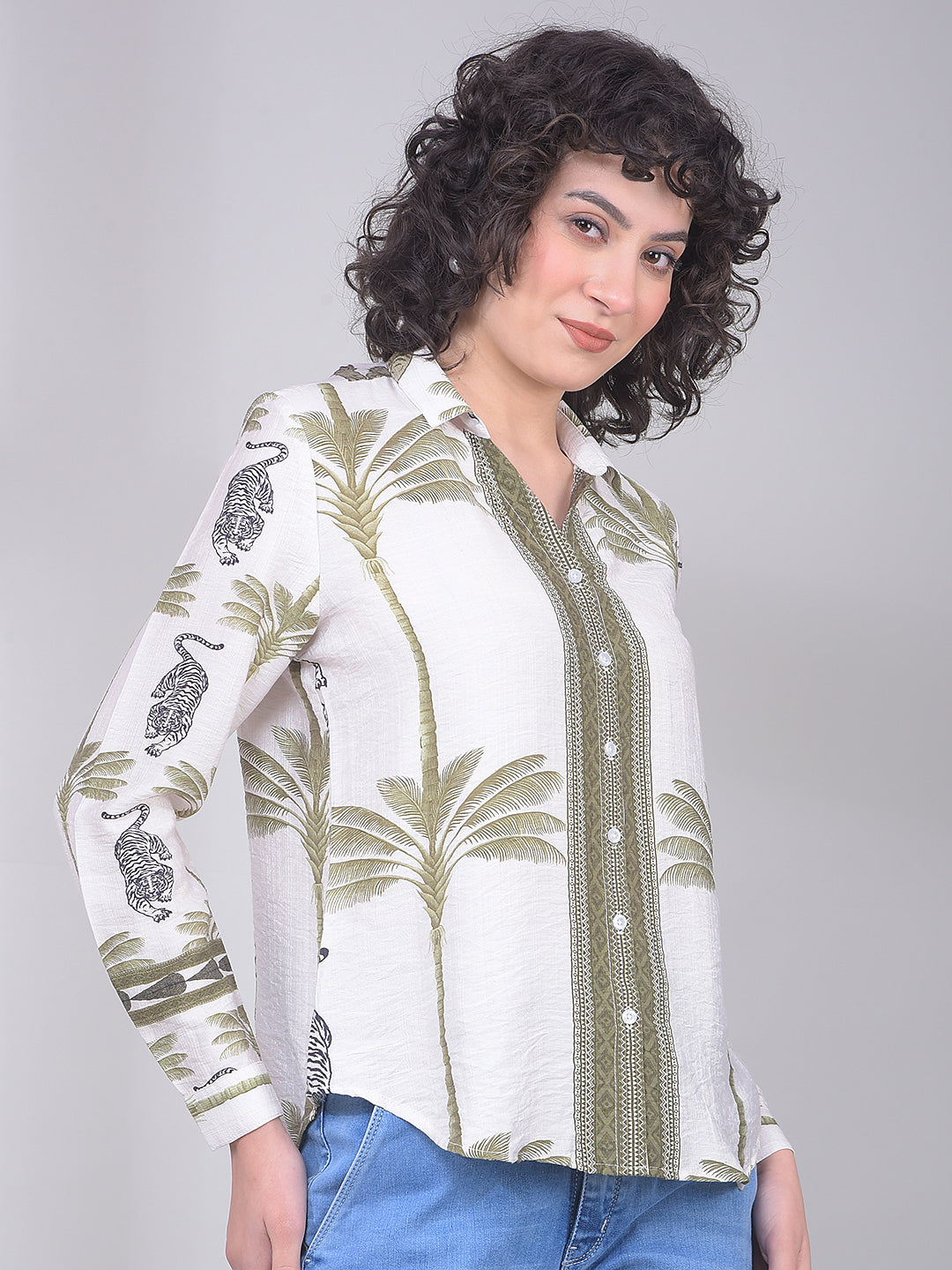 Green Floral Print Shirt